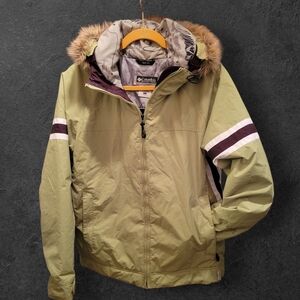 Columbia Women's Light Green Ski Parka with Fur Hood